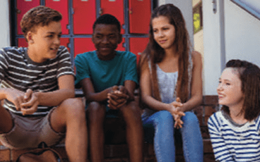 kids sitting on steps